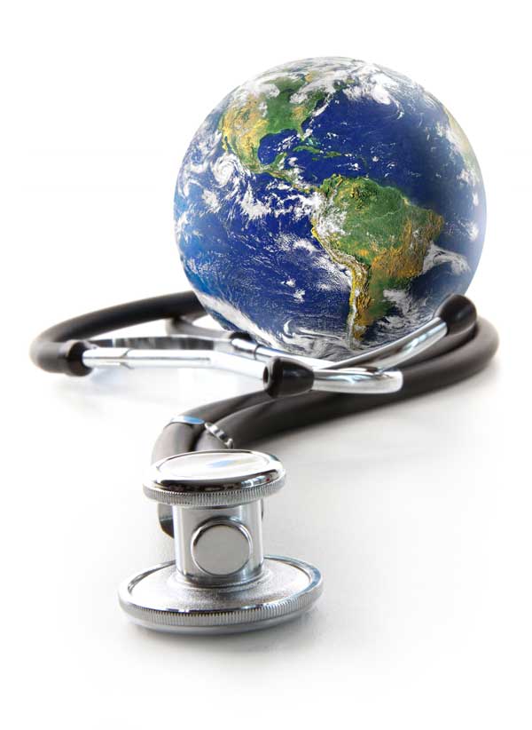 Stethoscope around the globe